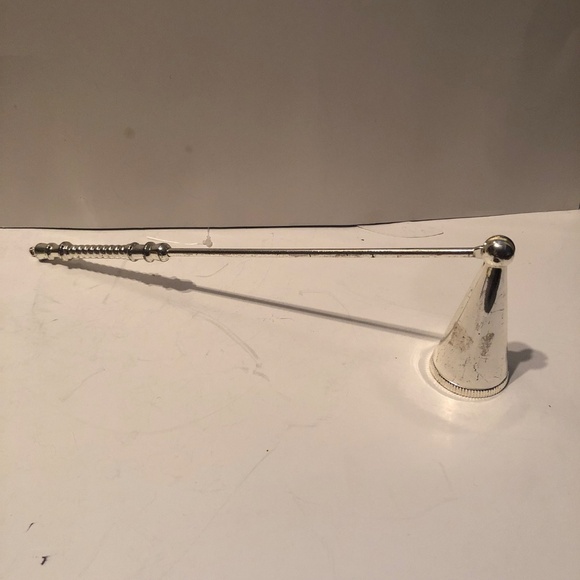 Vintage brass cone shaped match holder with silver candle snuffer. - Picture 8 of 9